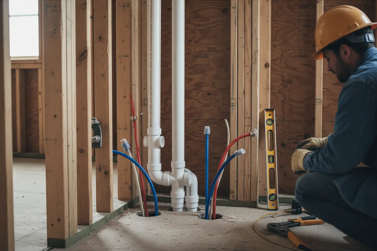 Drain and supply rough-in during Sump Pump Repair in Sparta